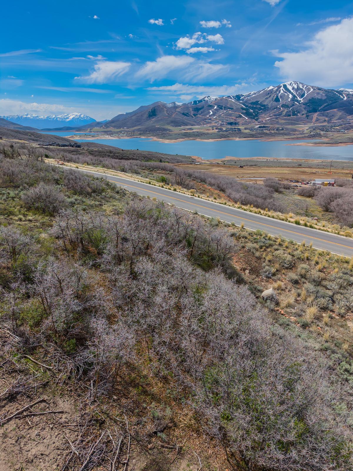 Aerial view from 11422 N Shoreline Drive showing Jordanelle Reservoir and Deer Valley, Hideout Utah